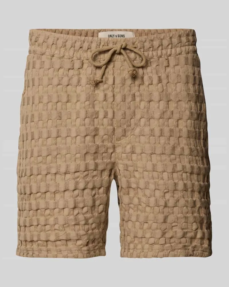 Only & Sons Regular Fit Sweatshorts mit Strukturmuster Modell 'TEL BRADDOCK Beige