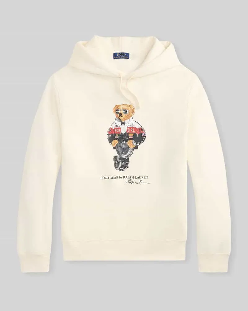 Ralph Lauren Regular Fit Hoodie mit ikonischem Bärenmotiv aus reiner Baumwolle Offwhite
