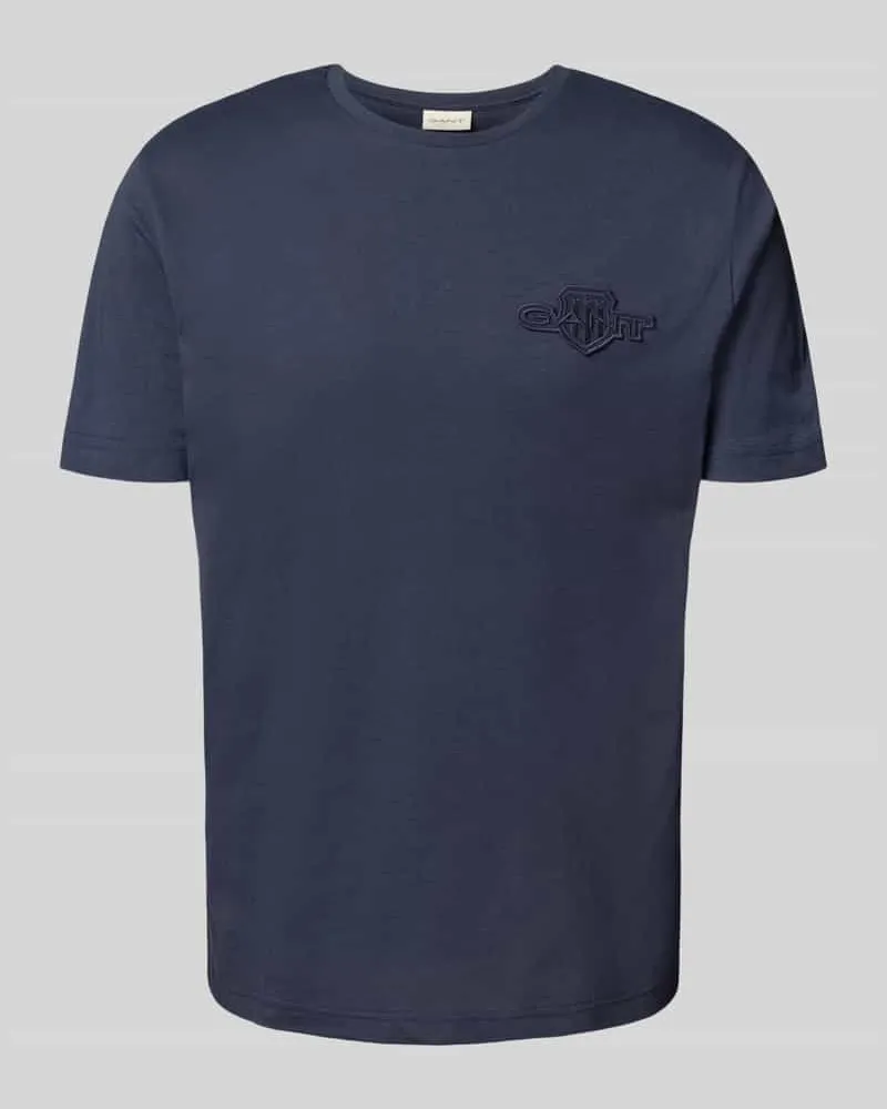 Gant Regular Fit T-Shirt mit Label-Stitching und Rundhalsausschnitt 