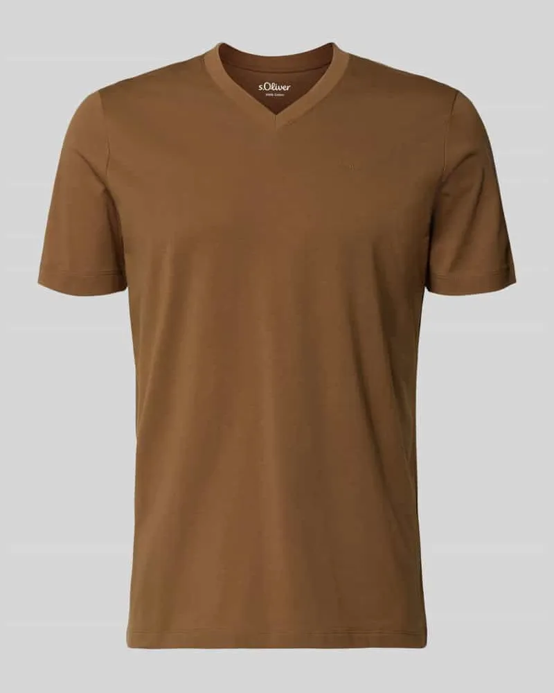 S.Oliver Regular Fit T-Shirt aus reiner Baumwolle Schoko