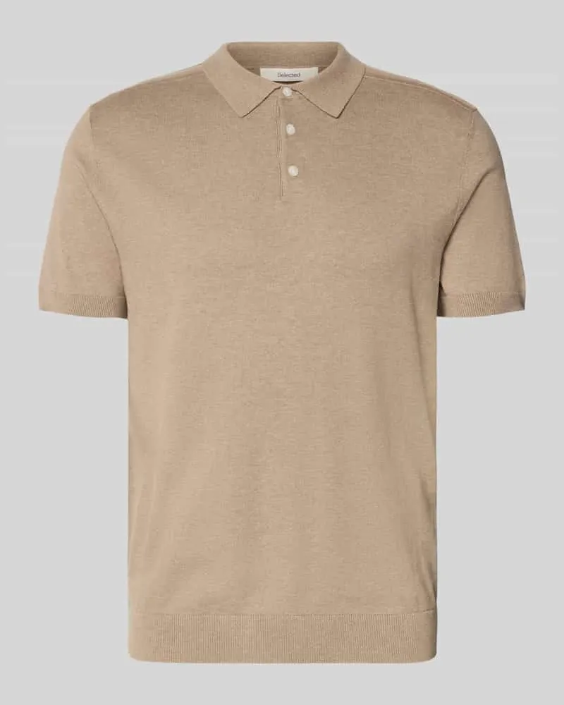 Selected Homme Regular Fit Poloshirt aus Bio-Baumwoll-Mix Modell 'BERG Taupe