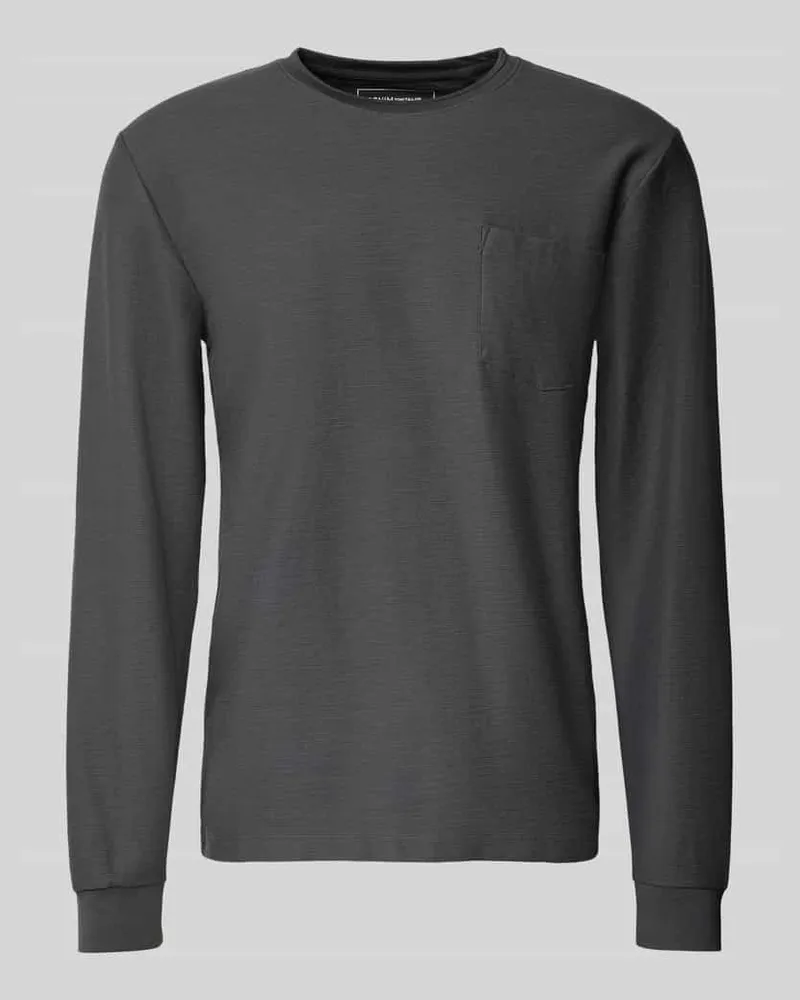 Tom Tailor Regular Fit Langarmshirt aus Baumwoll-Mix mit feinem Webmuster 