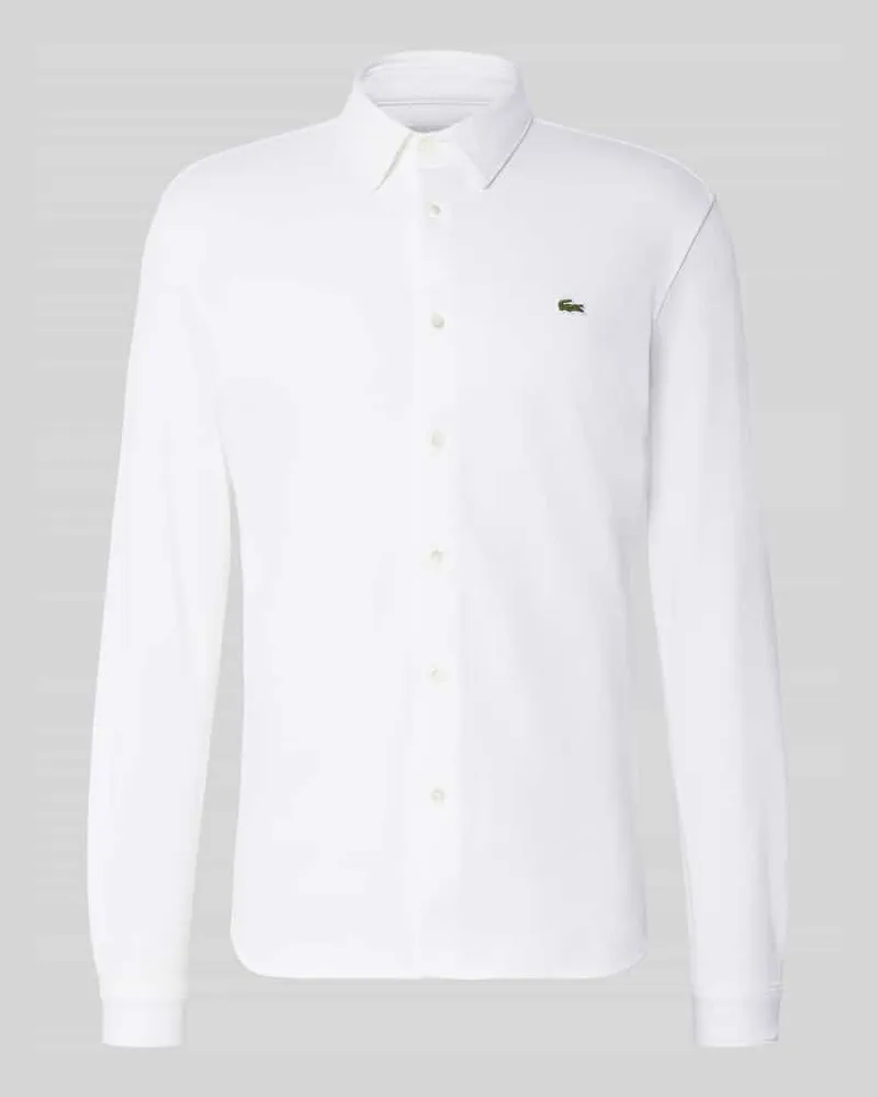 Lacoste Slim Fit Freizeithemd aus reiner Baumwolle Weiss