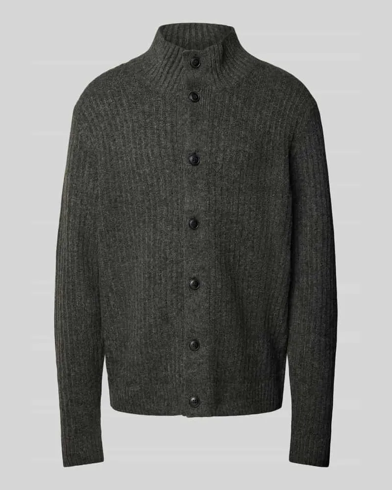 Jack & Jones Strickjacke mit Stehkragen Modell 'HOWELL Dunkelgrau