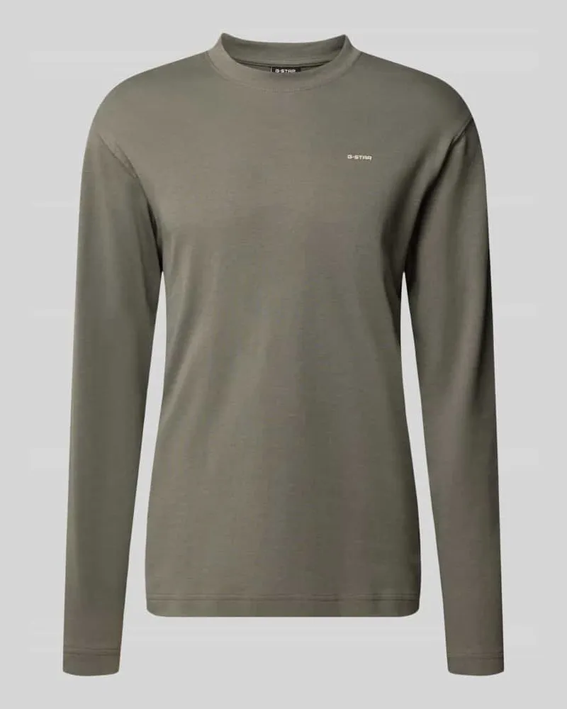 G-STAR RAW Langarmshirt mit Logo-Schriftzug Mittelgrau