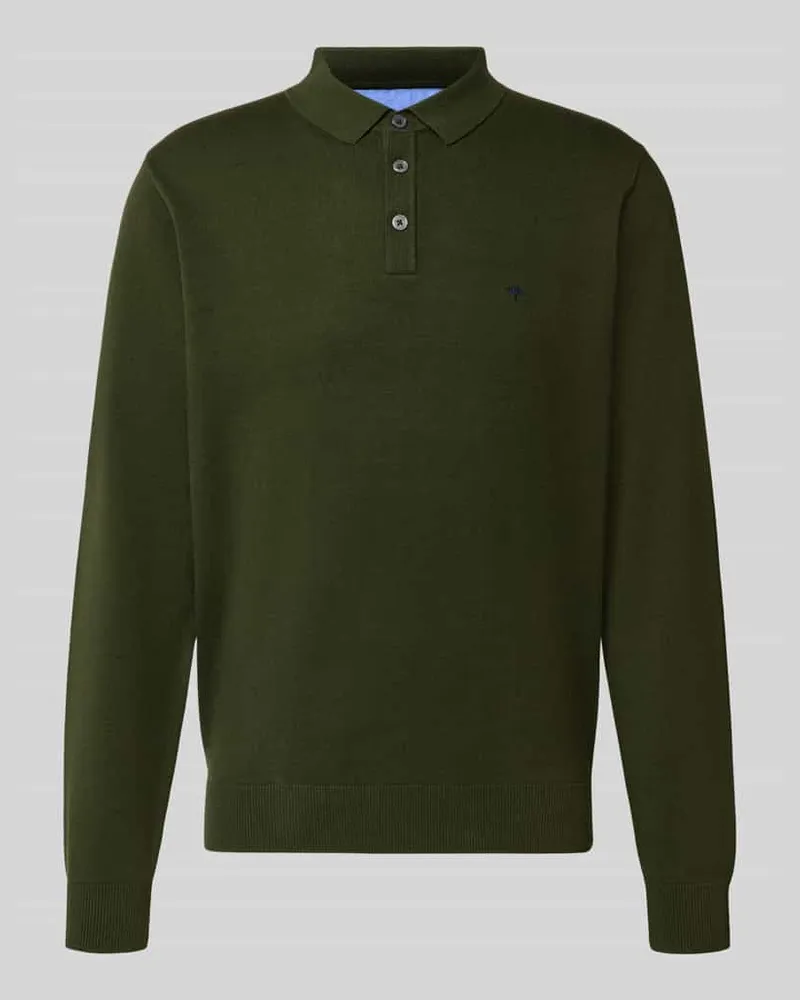 Fynch-Hatton Strickpullover mit Polokragen und Knopfleiste Khaki