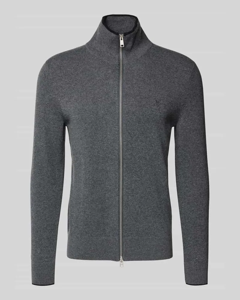 Marc O'Polo Regular Fit Strickjacke aus Baumwoll-Schurwoll-Mix Graphit
