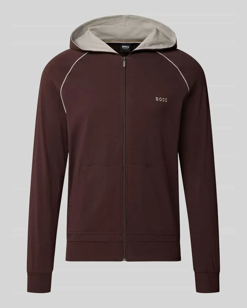 HUGO BOSS Regular Fit Sweatjacke aus Baumwoll-Mix Modell 'Mix&Match Jacket H Dunkelbraun
