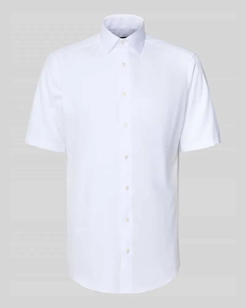 Olymp Regular Fit Business-Hemd mit Kentkragen Weiss