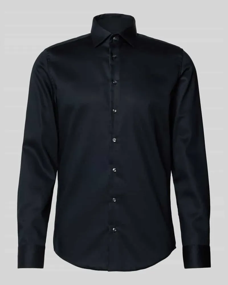 Seidensticker Slim Fit Businesshemd aus Feintwill Black