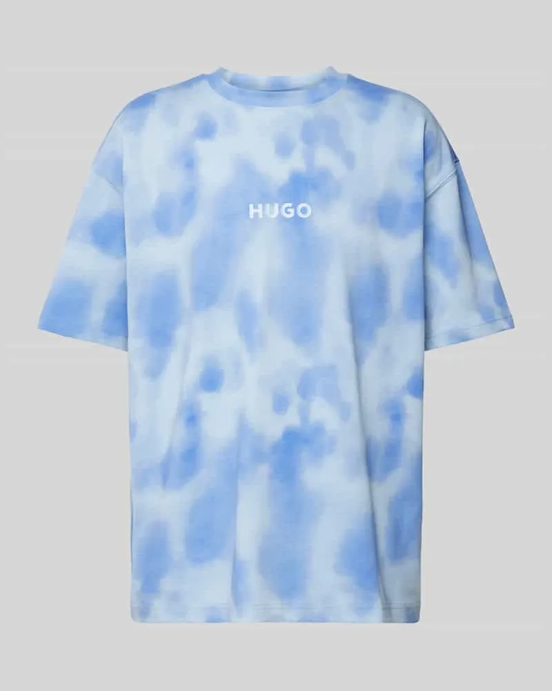 HUGO BOSS T-Shirt im Batik-Look Modell 'Dielo Hellblau