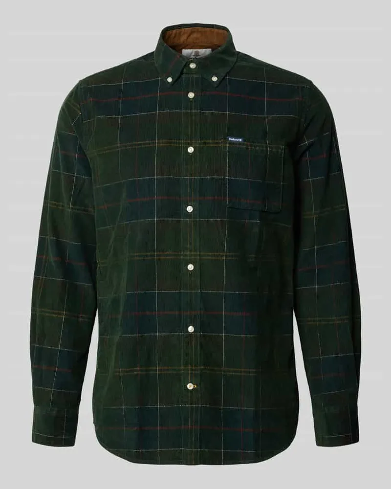 Barbour Tailored Fit Flanellhemd mit Brusttasche Oliv