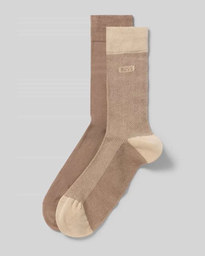 HUGO BOSS Strümpfe aus Baumwoll-Mix im 2er-Pack Beige