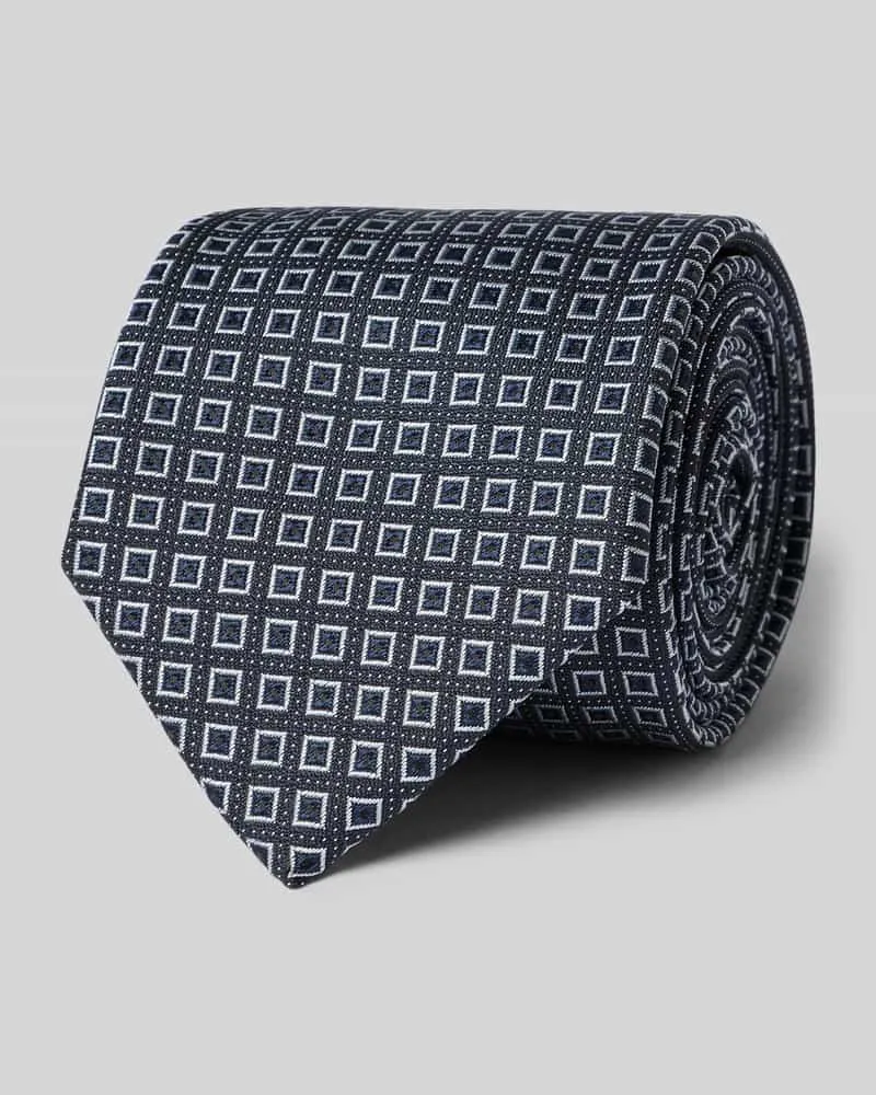 HUGO BOSS Krawatte aus Seide-Mix mit Allover-Muster Marine