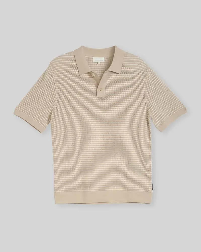 Tom Tailor Regular Fit Poloshirt aus einer Baumwolle in Strickoptik Beige