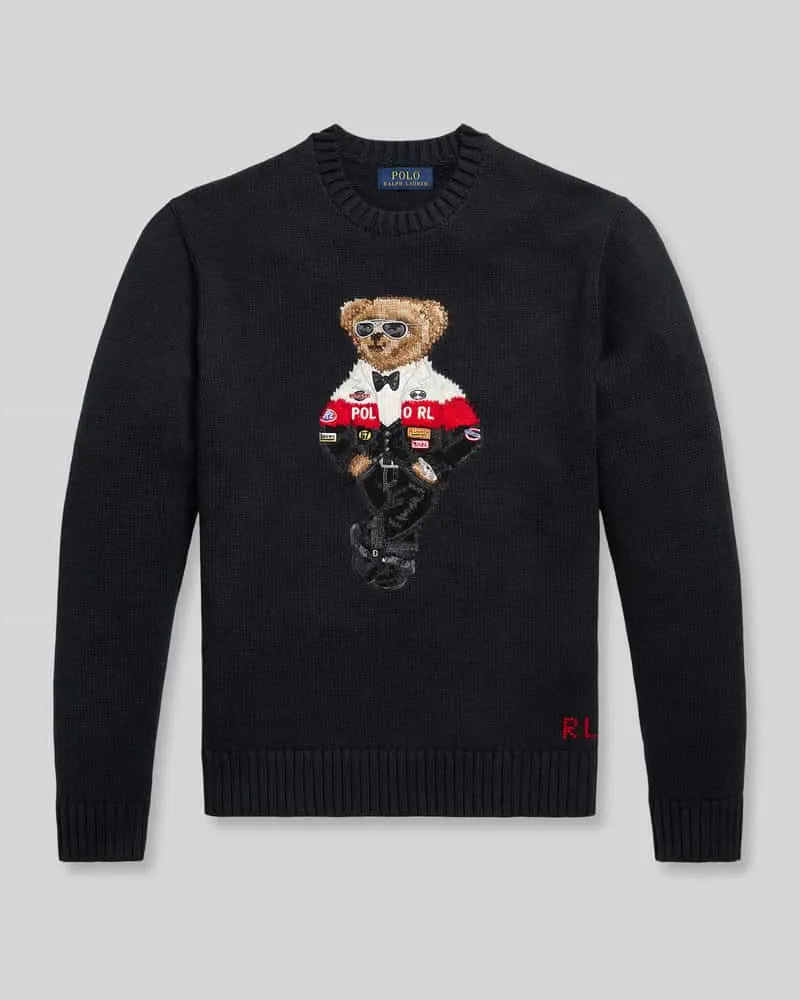 Ralph Lauren Pullover mit Bären-Intarsie Black