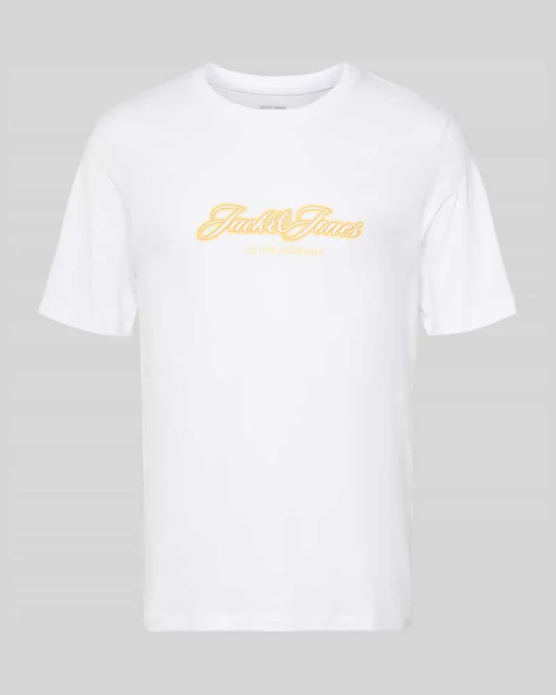 Jack & Jones Regular Fit T-Shirt mit Logo-Print Weiss
