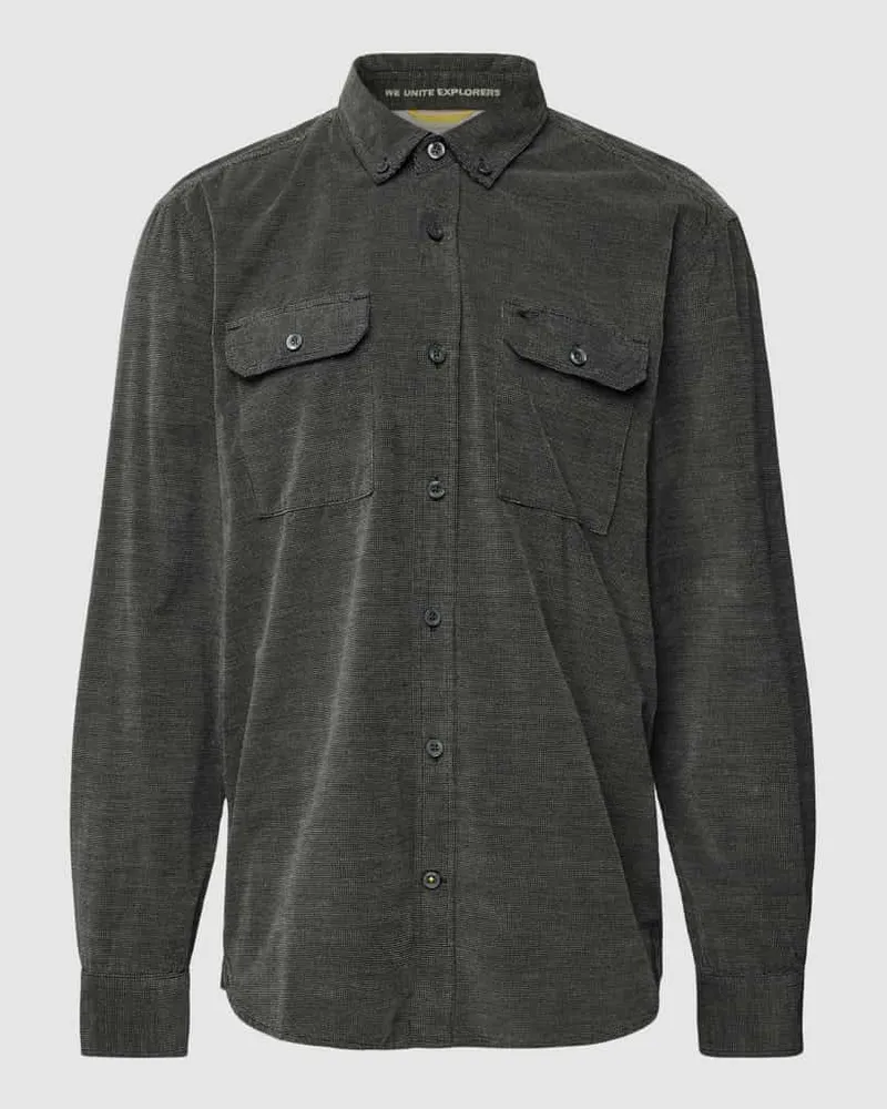 Camel Active Regular Fit Freizeithemd mit Strukturmuster Anthrazit