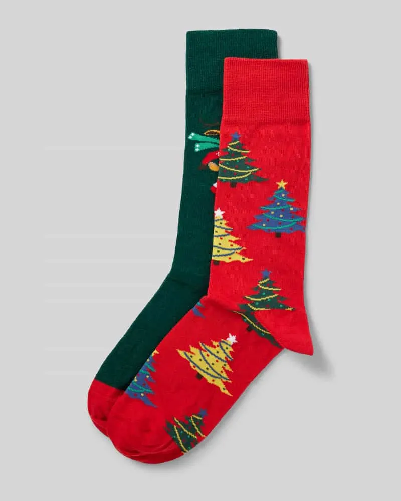 Christian Berg Socken mit Motiv-Stitching im 2er-Pack 