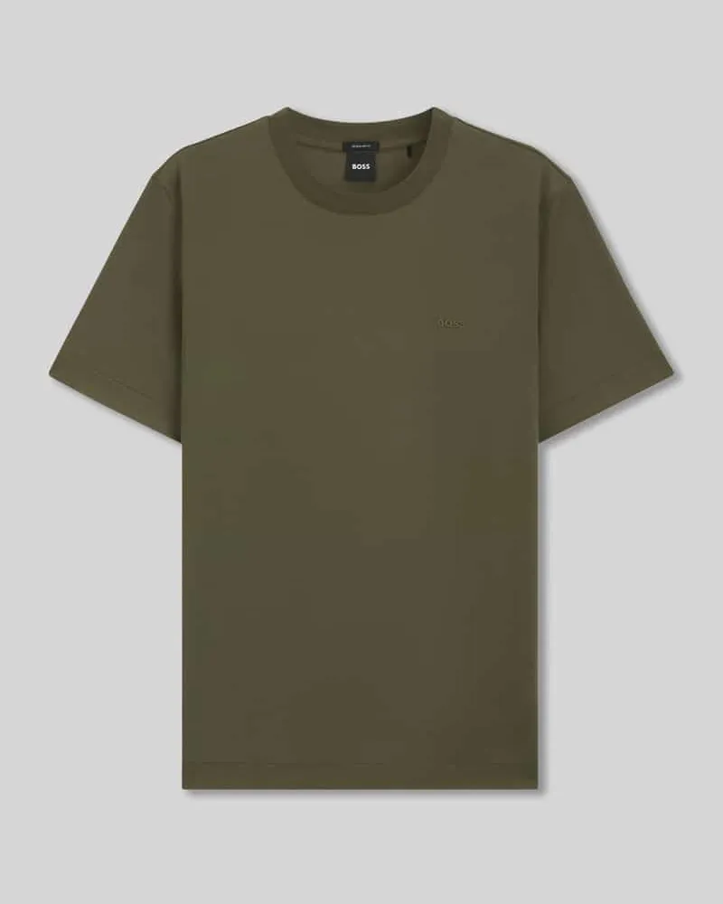 HUGO BOSS Regular Fit T-Shirt aus reiner Baumwolle Modell 'Thompson Oliv
