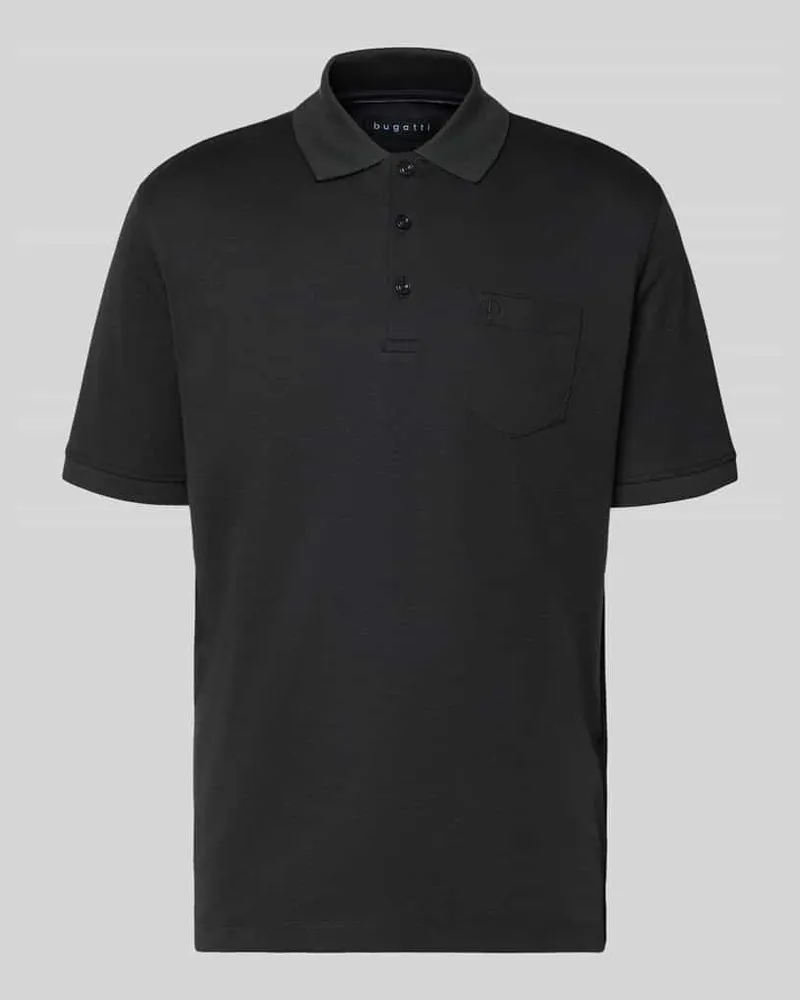 Bugatti Regular Fit Poloshirt mit Brusttasche und Label-Stitching Anthrazit