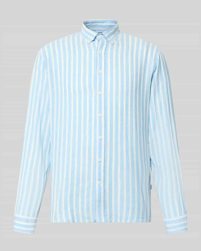 Lindbergh Relaxed Fit Freizeithemd mit Button-Down-Kragen Hellblau