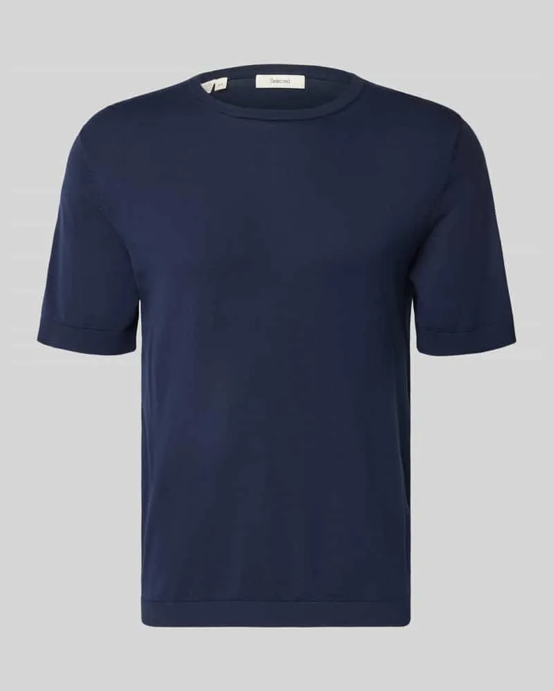 Selected Homme Regular Fit T-Shirt aus reiner Baumwolle Modell 'TORINO Dunkelblau