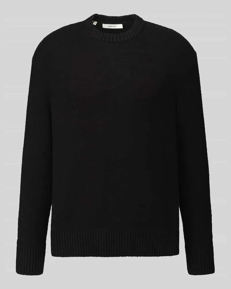 Selected Pullover mit Strukturstrick Black