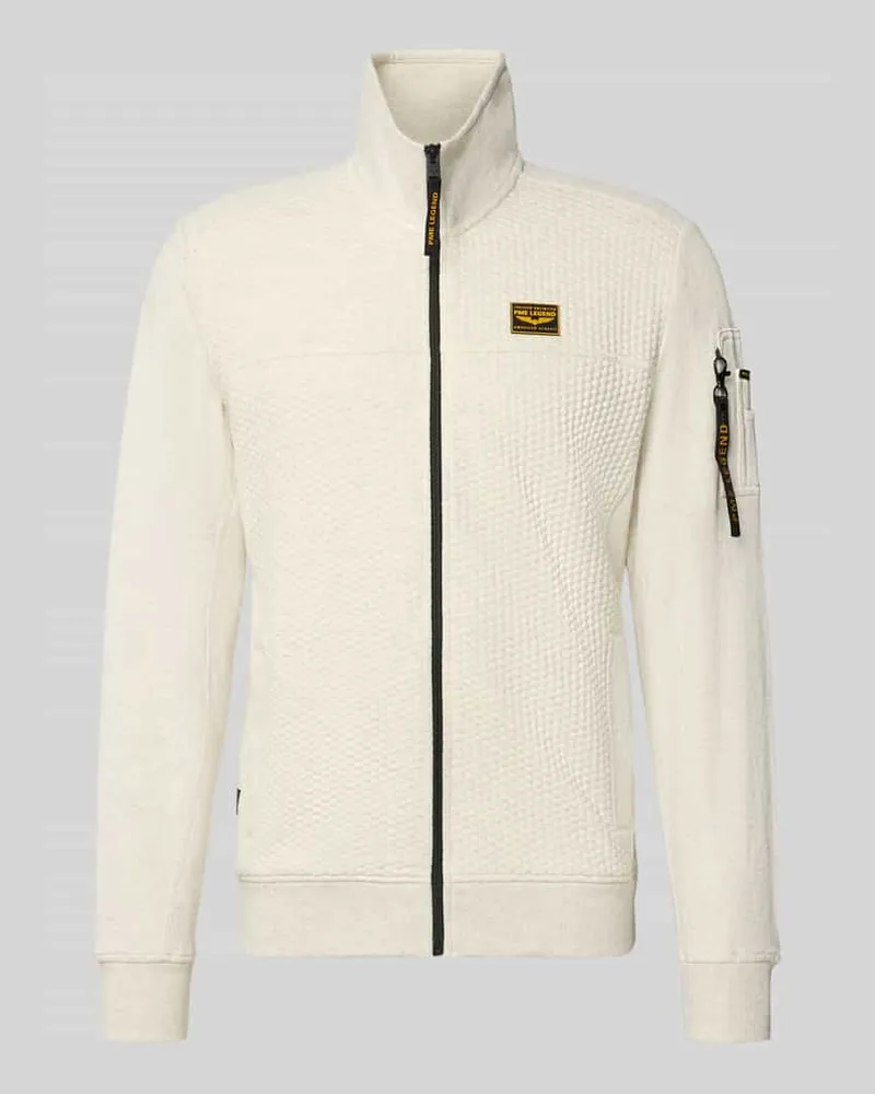 PME Legend Sweatjacke mit Stehkragen und Label-Patch Weiss