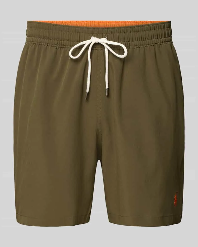 Ralph Lauren Badeshorts mit Logo-Stitching Modell 'TRAVELER Oliv
