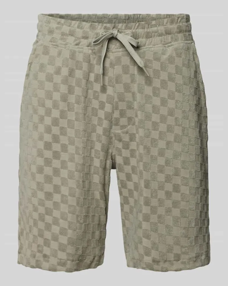 Lindbergh Regular Fit Shorts mit Label-Patch Oliv