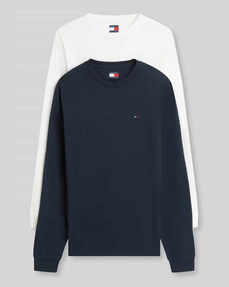 Tommy Hilfiger Regular Fit Langarmshirts aus reiner Baumwolle im 2er-Pack Marine