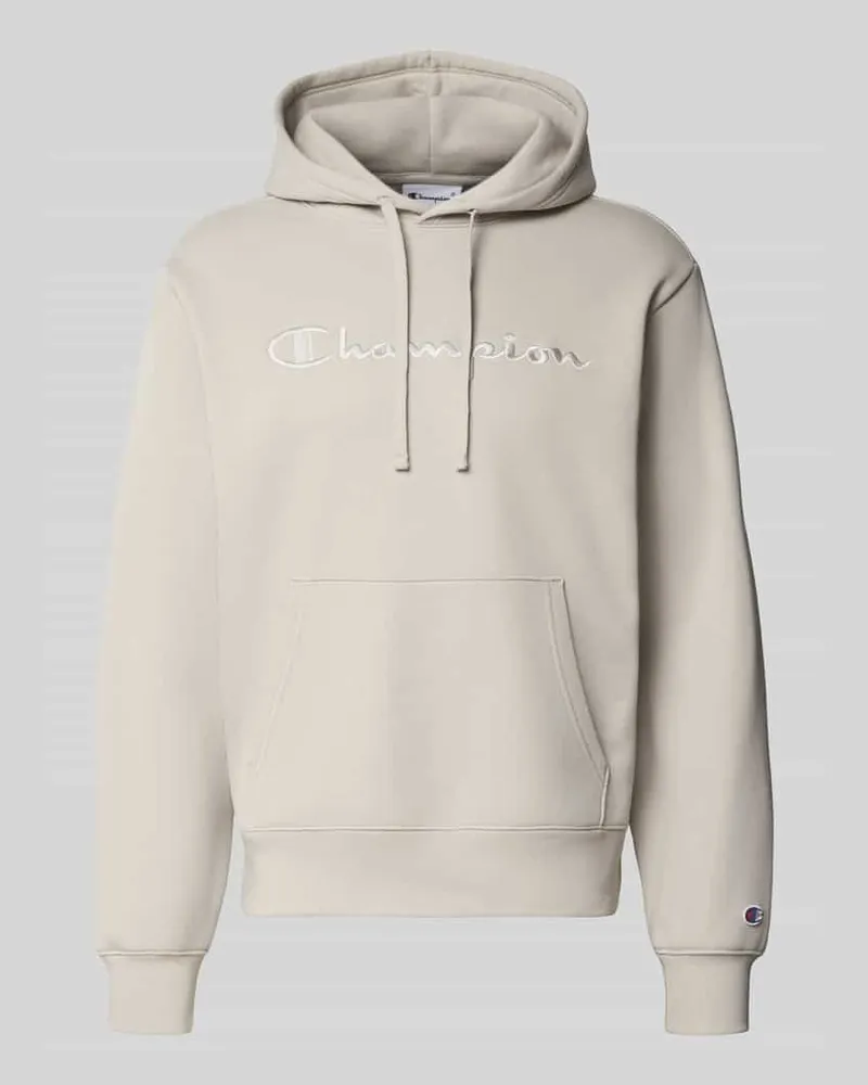 Champion Relaxed Fit Hoodie aus Baumwoll-Mix mit Label-Stitching Beige