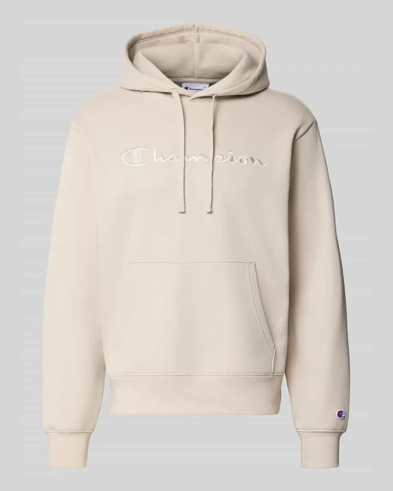 Champion Relaxed Fit Hoodie aus Baumwoll-Mix mit Label-Stitching Beige