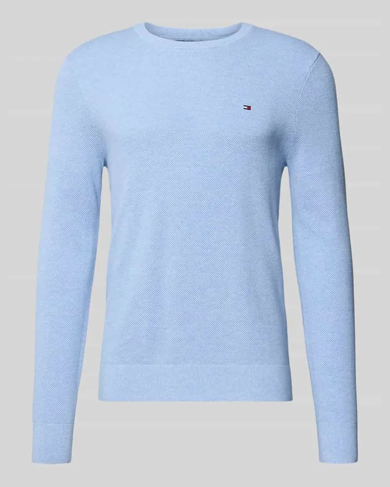Tommy Hilfiger Regular Fit Strickpullover aus reiner Baumwolle Hellblau