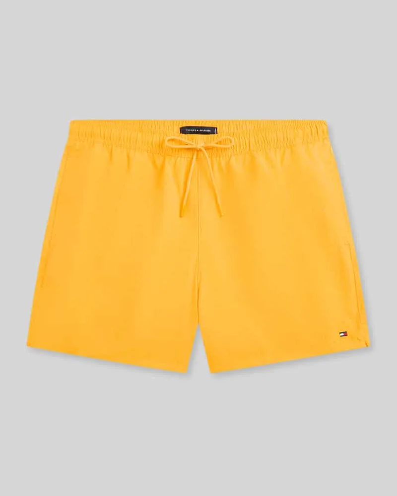 Tommy Hilfiger Regular Fit Badehose mit Logo Stitching Gelb