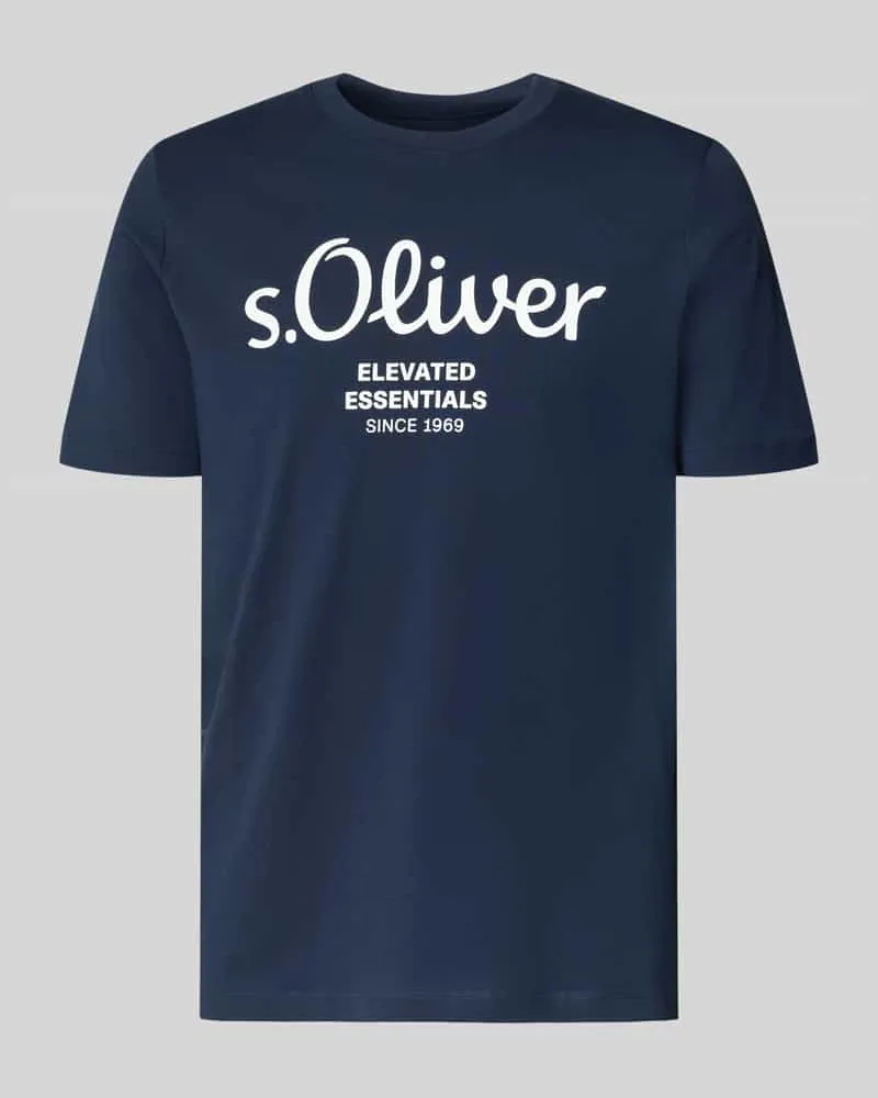 S.Oliver Regular Fit T-Shirt aus reiner Baumwolle Modell 'BASIC TEE BIG LOGO Marine