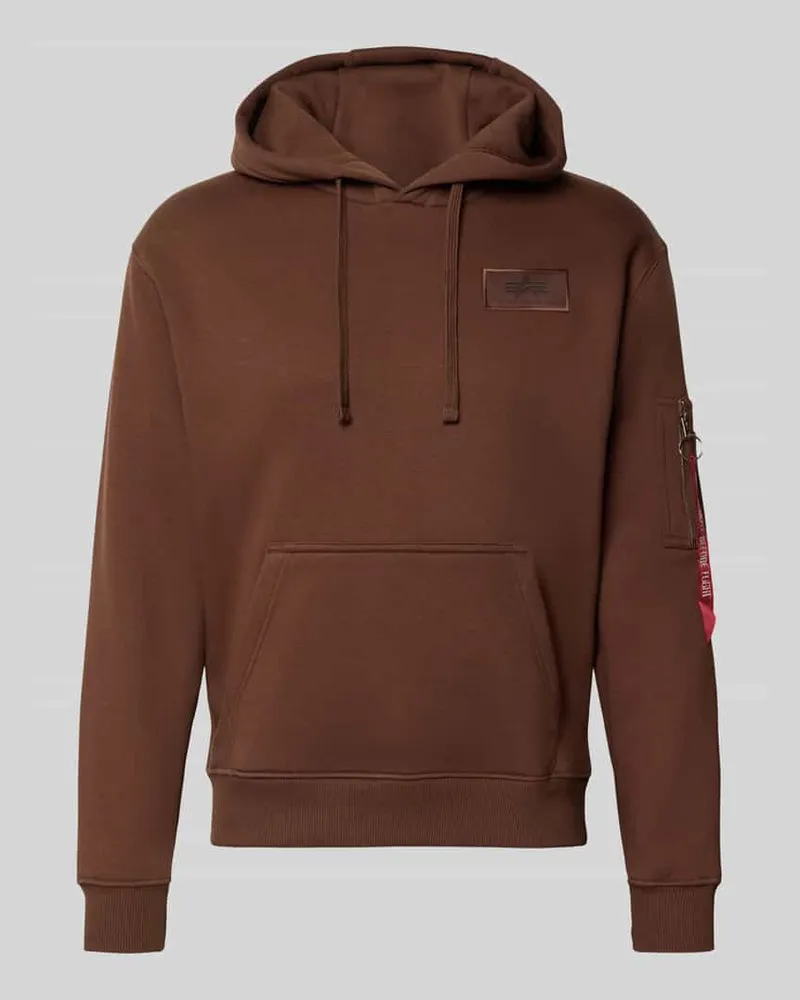 Alpha Industries Hoodie mit Känguru-Tasche Hellbraun