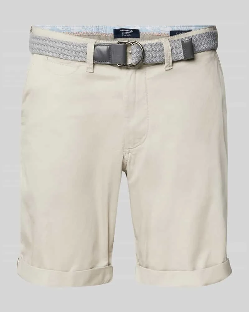 McNeal Slim Fit Bermudas mit Gürtel Ecru