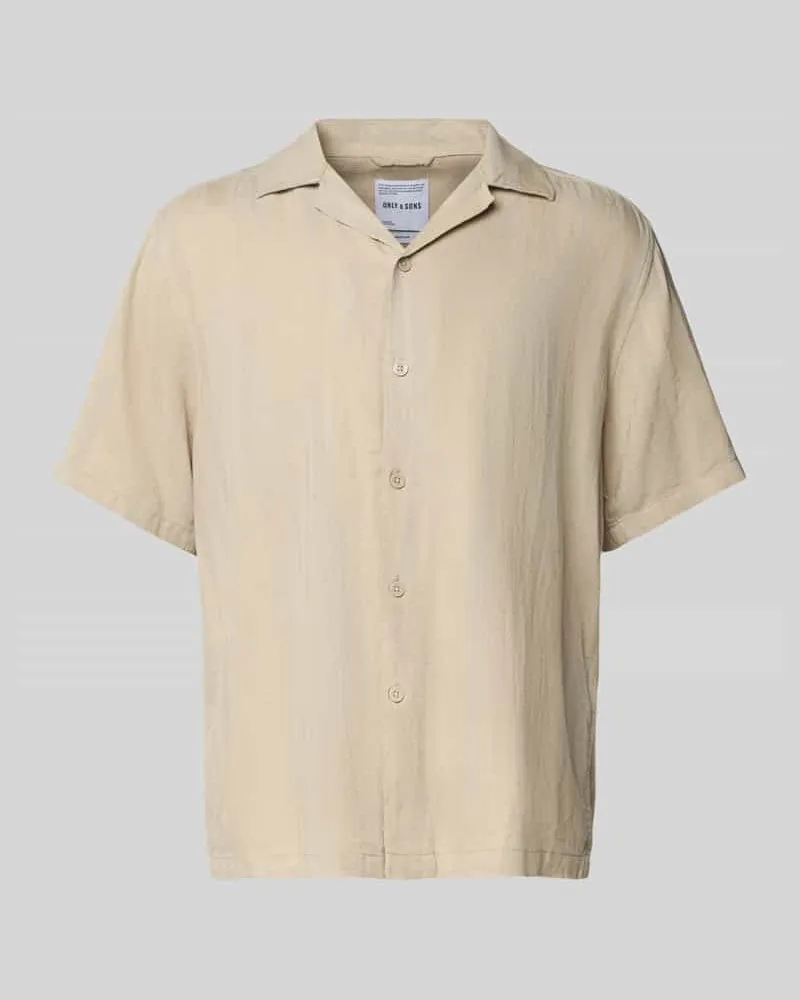 Only & Sons Regular Fit Freizeithemd mit Leinen-Anteil Modell 'ROBERT Beige