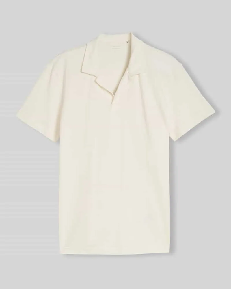 Tom Tailor Regular Fit Poloshirt aus Baumwoll-Mix mit Resortkragen Offwhite