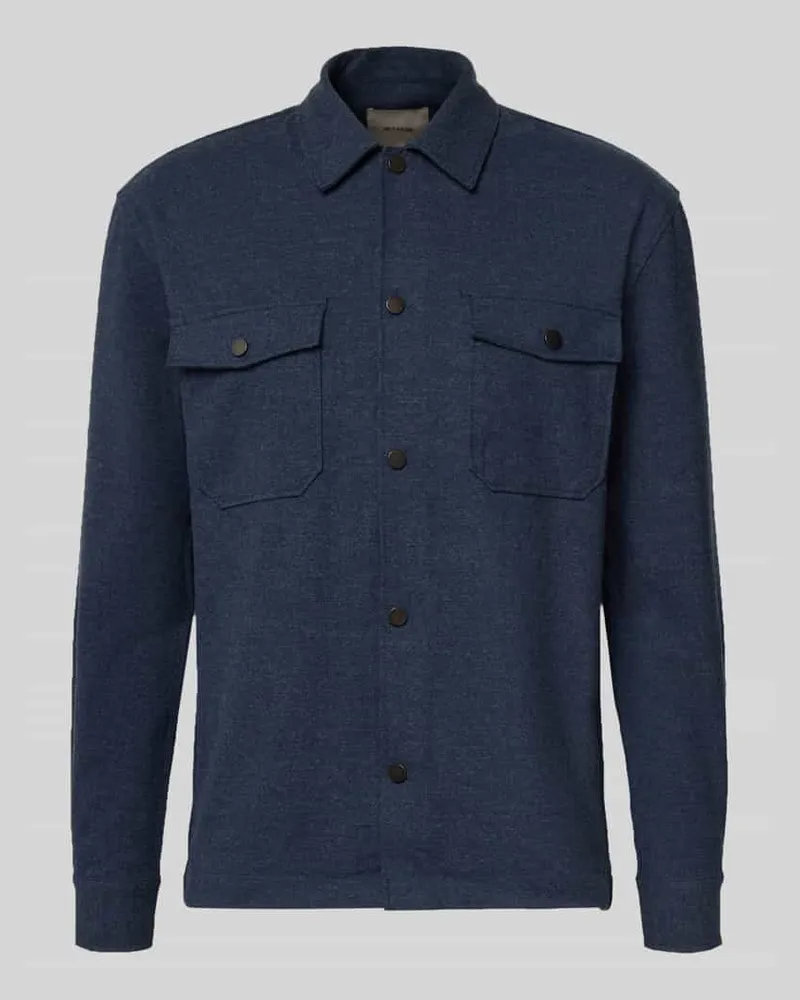 Only & Sons Regular Fit Hemdjacke mit Viskose-Anteil Modell 'MARK Dunkelblau