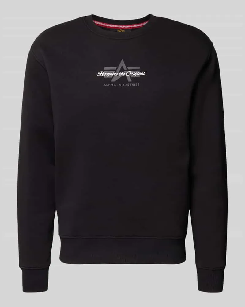 Alpha Industries Sweatshirt mit Logo und Rundhalsausschnitt Black