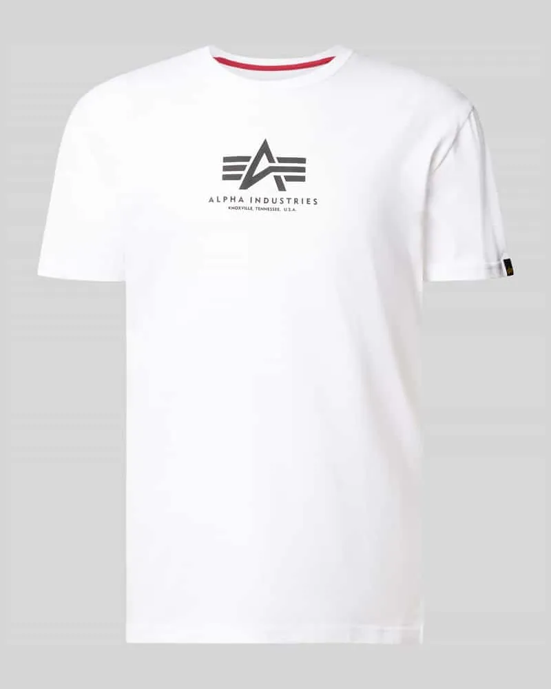 Alpha Industries T-Shirt mit Logo und Rundhalsausschnitt Weiss