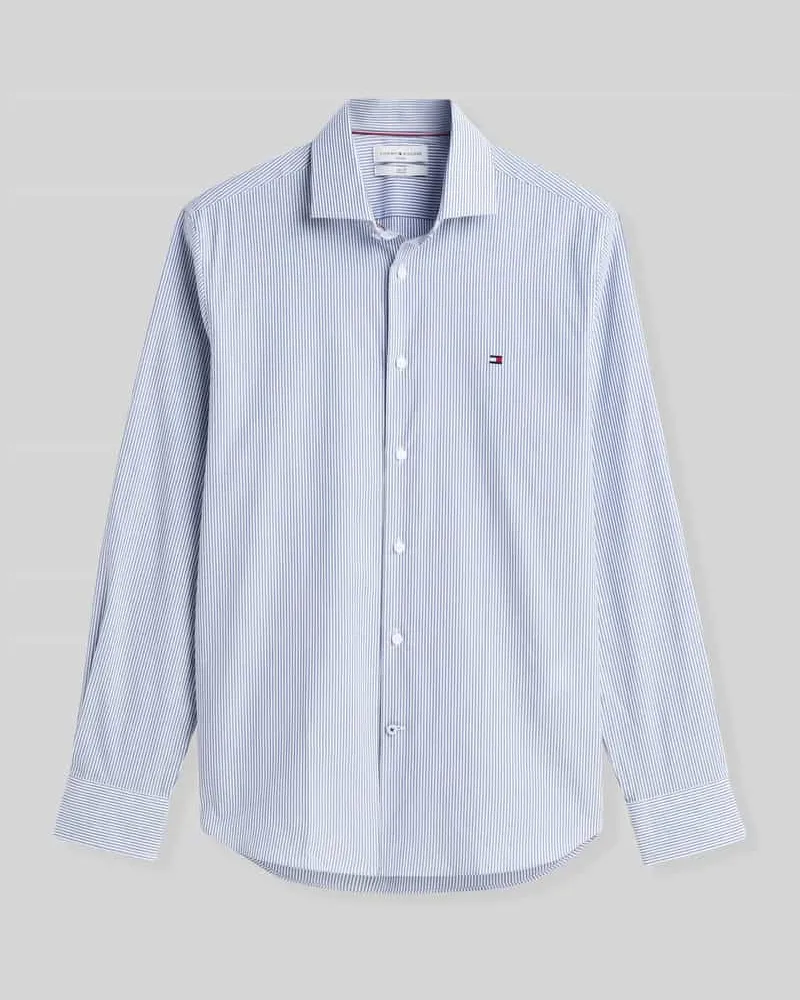 Tommy Hilfiger Slim Fit Businesshemd mit Logo-Stickerei Royal