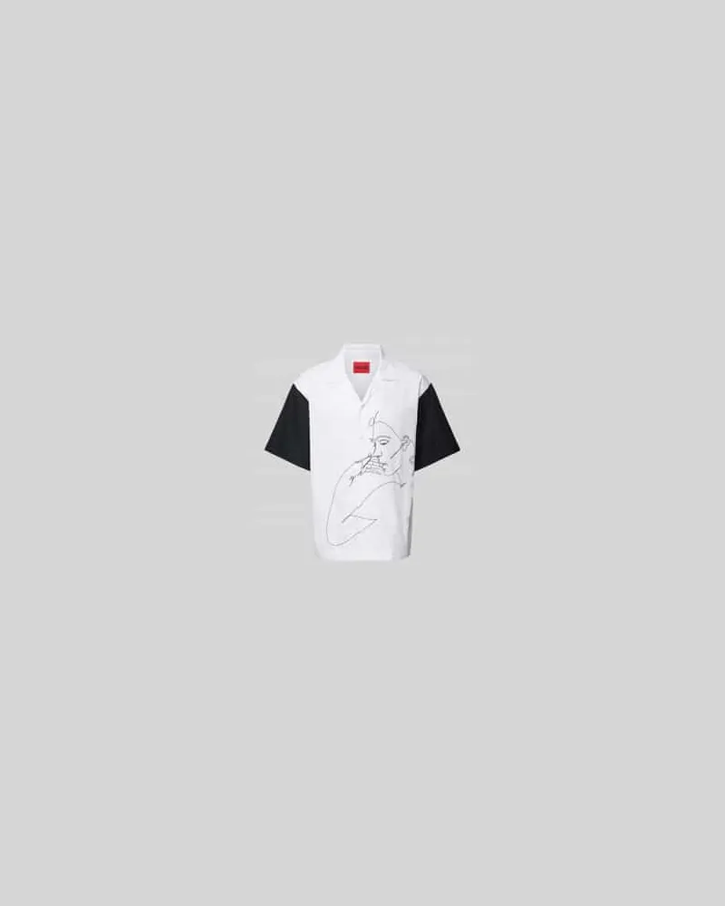 HUGO BOSS Regular Fit Freizeithemd mit 1/2-Arm Modell 'Egeeno