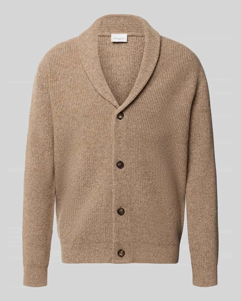 Profuomo Cardigan aus Woll-Mix mit Schalkragen Beige