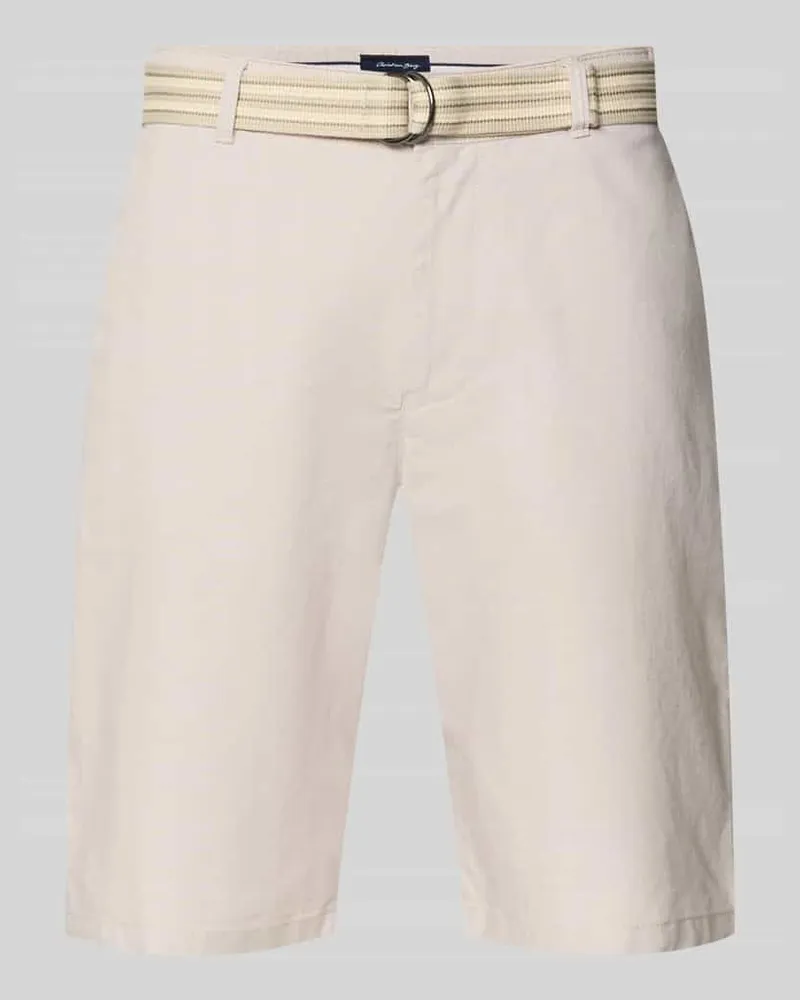 Christian Berg Bermudas mit französischen Eingrifftaschen und Gürtel Sand
