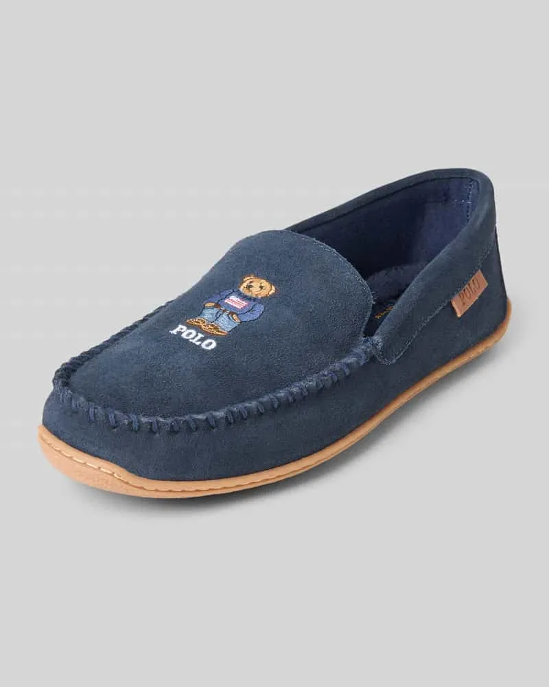 Ralph Lauren Mokassins aus Wildleder mit Label-Stitching Modell 'BRENAN Dunkelblau