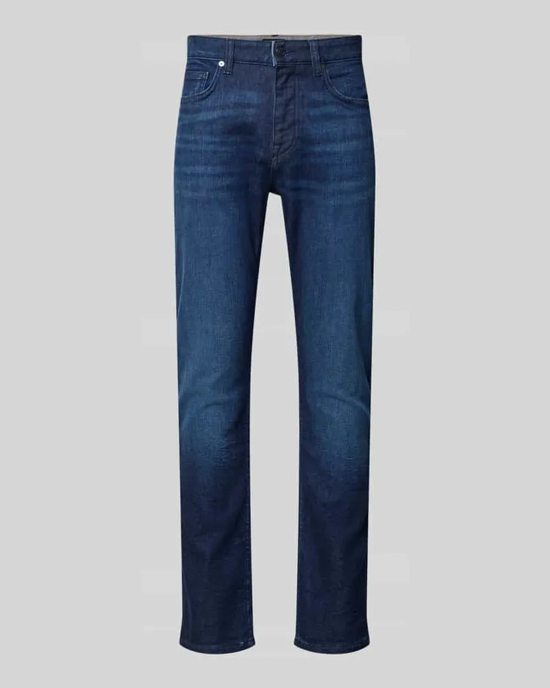 HUGO BOSS Slim Fit Jeans aus Baumwoll-Mix Modell 'DELAWARE Dunkelblau